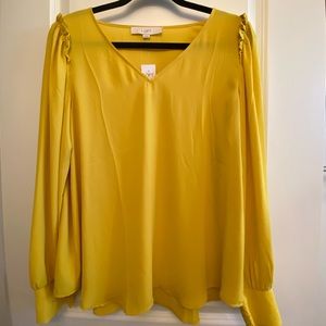 LOFT, yellow long sleeve blouse, medium